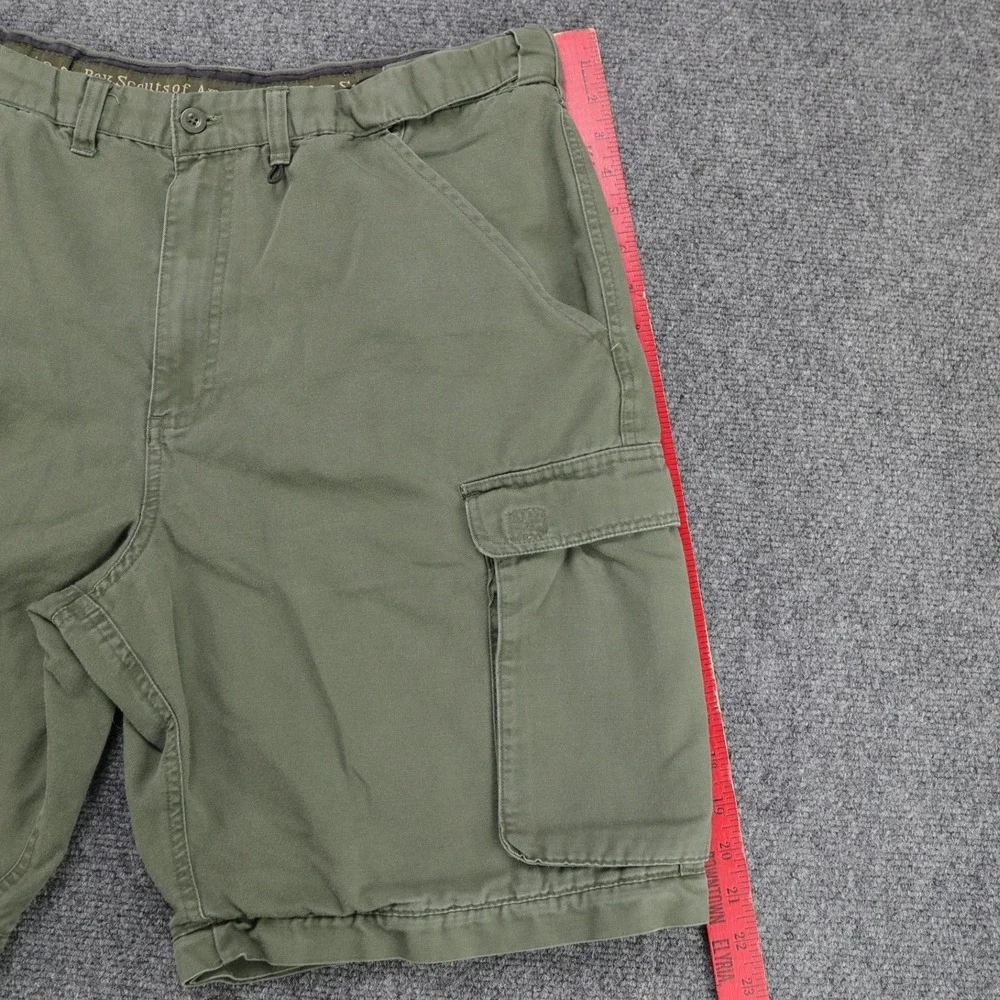 Boy Scouts of America Mens 34 Relaxed Cargo Shorts Olive Green Cotton Blend BSA